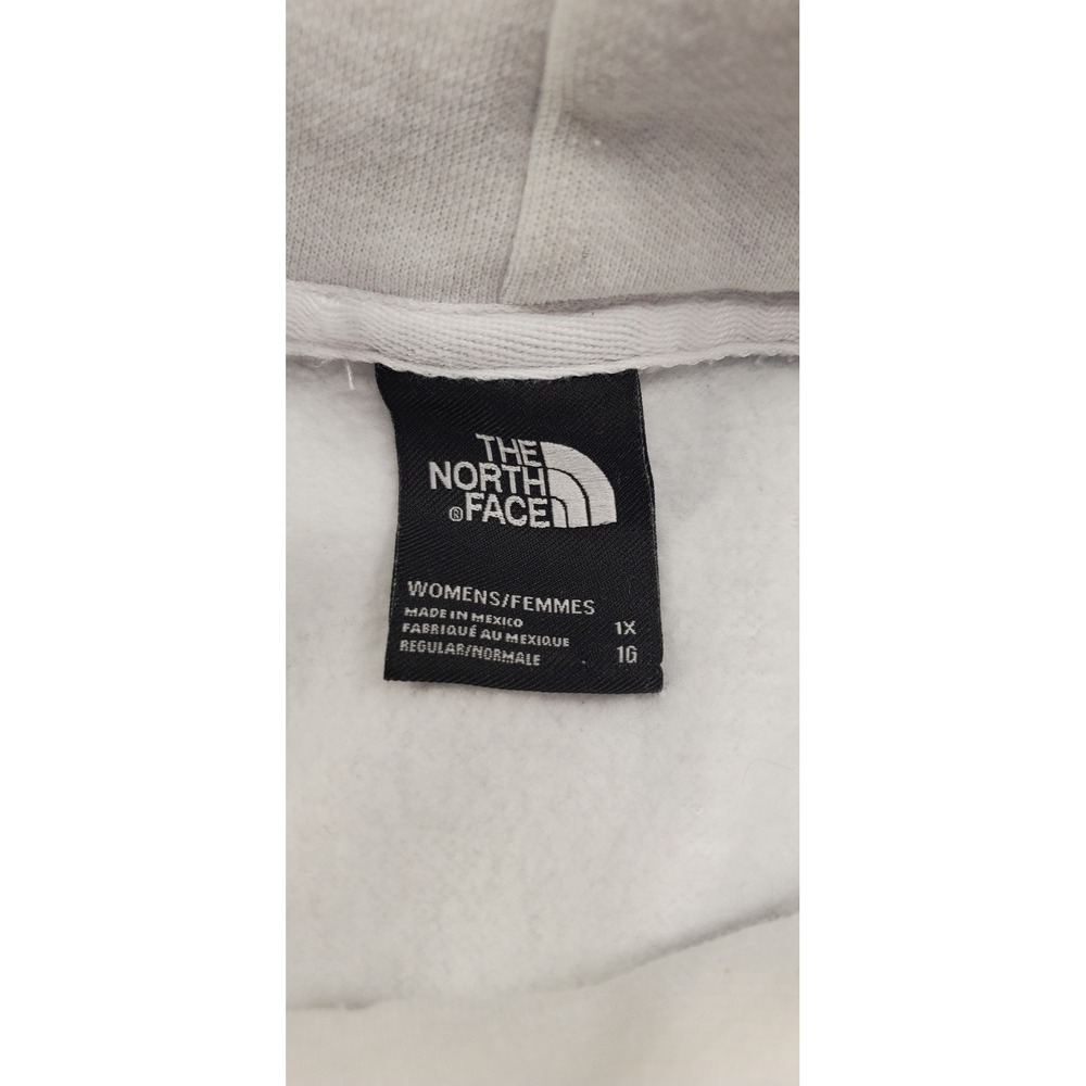 The North Face Womens 1X Pullover Hoodie White Logo Sweatshirt Raglan Sleeve - Picture 5 of 9